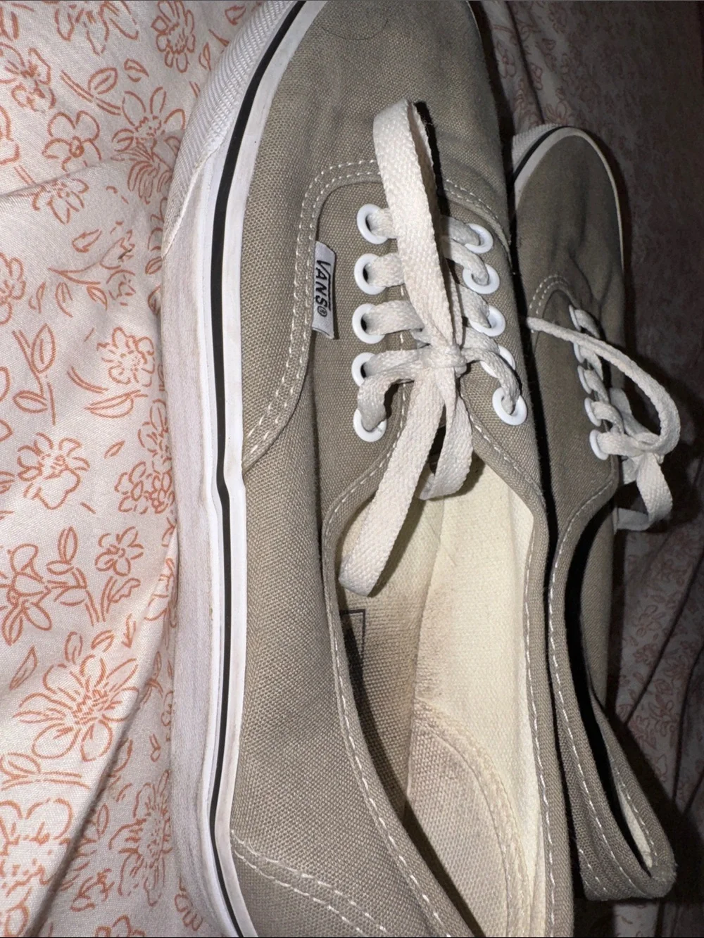Vans Low-Top Canvas Sneakers in Taupe with White Laces